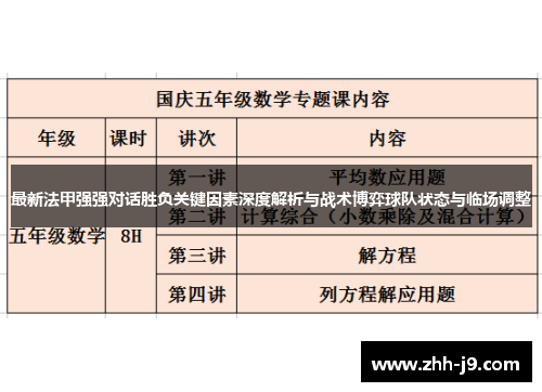 最新法甲强强对话胜负关键因素深度解析与战术博弈球队状态与临场调整 最新法甲强强对话胜负关键因素深度解析与战术博弈球队状态与临场调整